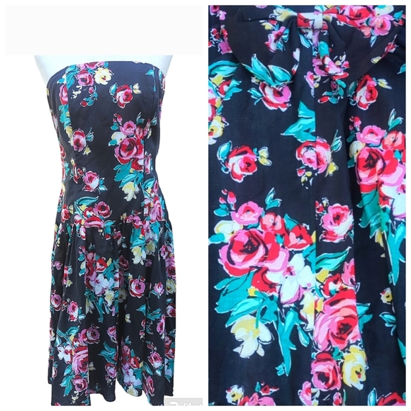 Vintage Dresses & Skirts - 🌸Vintage 80s Robbie Bee Strapless Cotton Floral Dress🌸